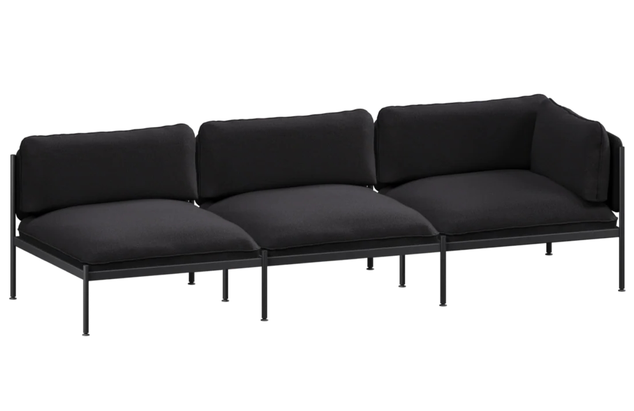 noo.ma Černá čalouněná trojmístná pohovka Toom 266 cm, levá/pravá