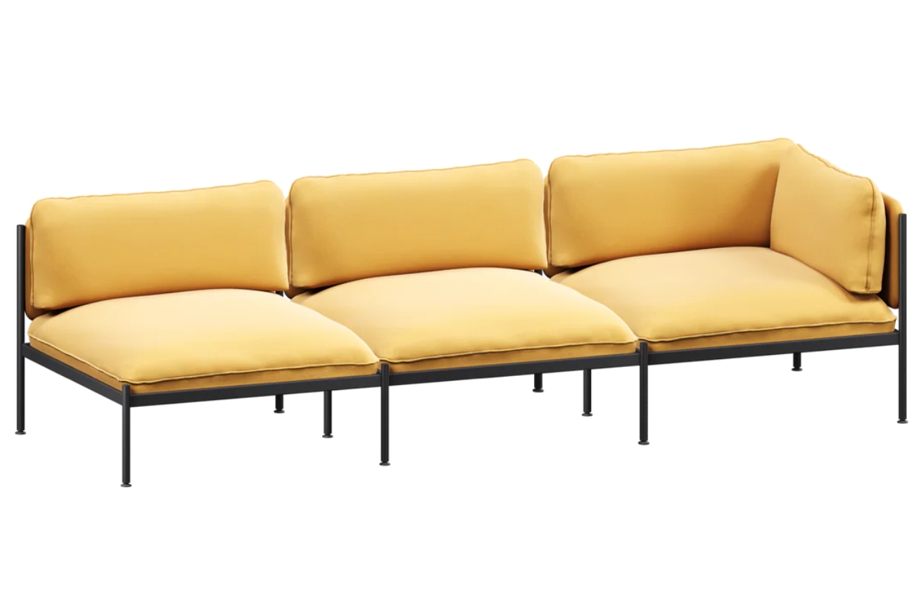 noo.ma Žlutá čalouněná trojmístná pohovka Toom 266 cm, levá/pravá