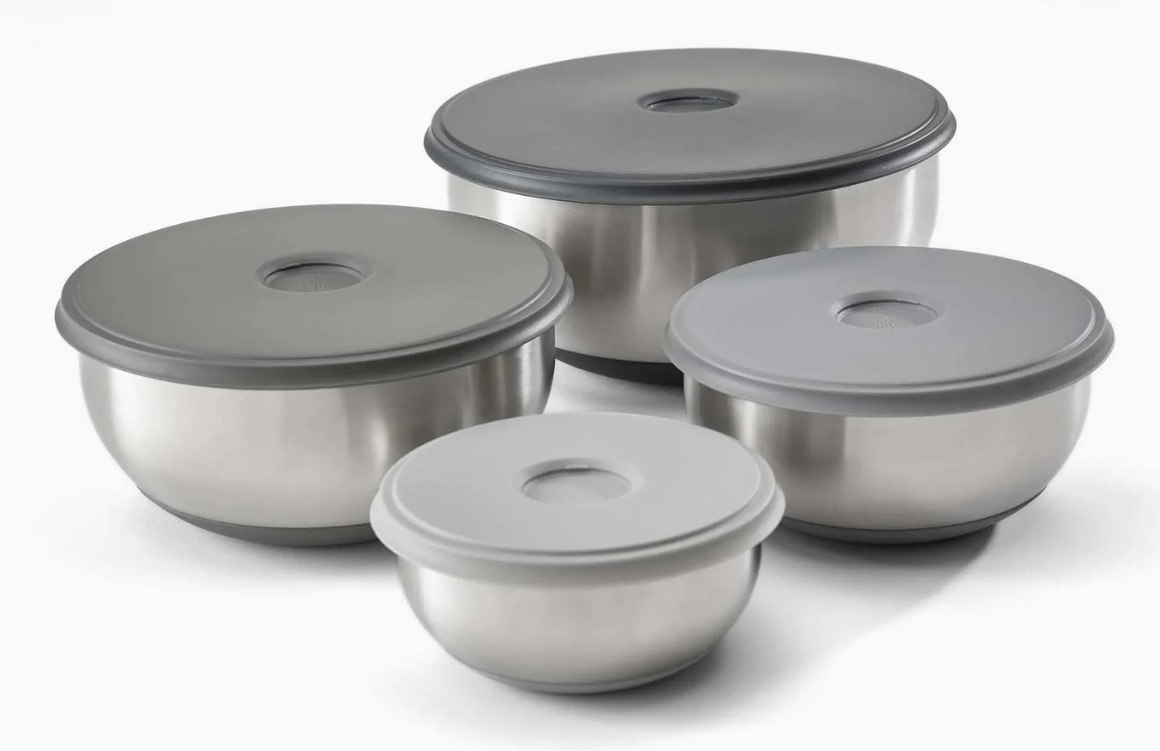Sada nerezových misek se silikonovými víky Nest Prep&Store