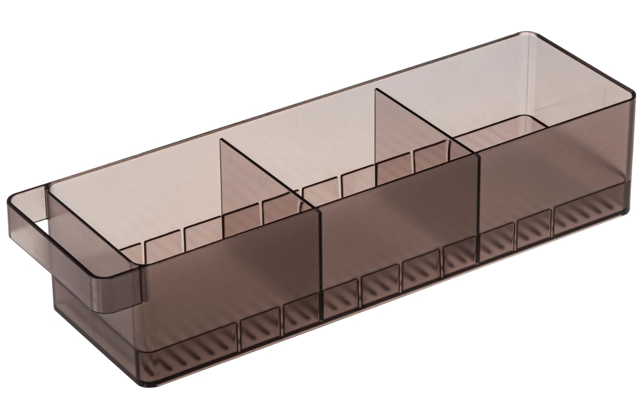 Kouřově šedý plastový organizér do lednice Yamazaki Tower 11 x 37,5 cm