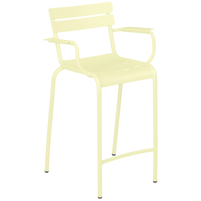 Citronově žlutá kovová barová židle Fermob Luxembourg 69,5 cm