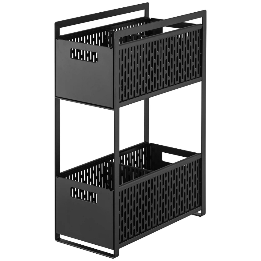 Černý kovový kuchyňský organizér Yamazaki Tower 46 x 32,5 cm