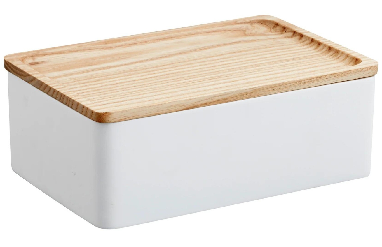 Bílý plastový úložný box Yamazaki Rin 18,5 x 12,5 cm