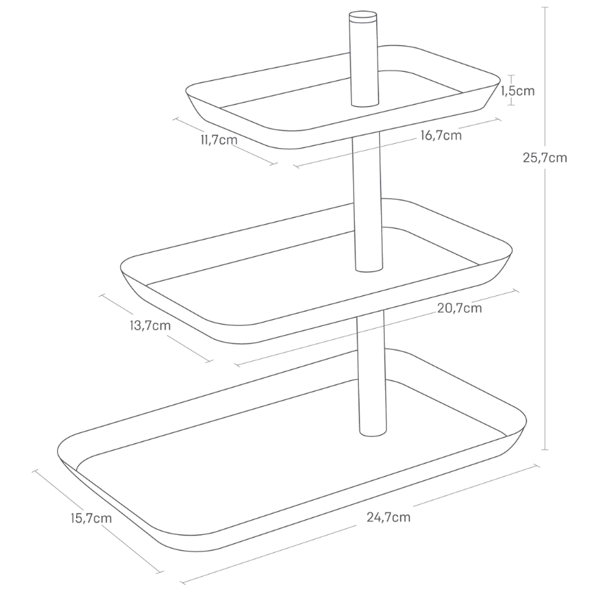 Bílý kovový třípatrový servírovací podnos Yamazaki Tower 25,7 cm