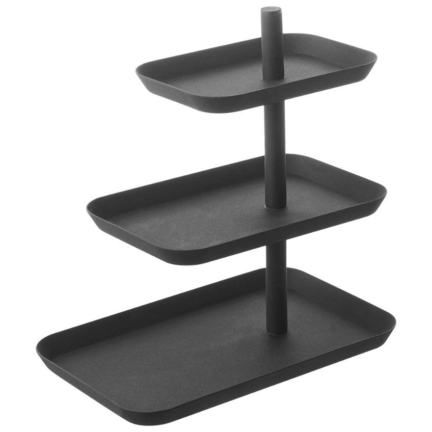Černý kovový třípatrový servírovací podnos Yamazaki Tower 25,7 cm