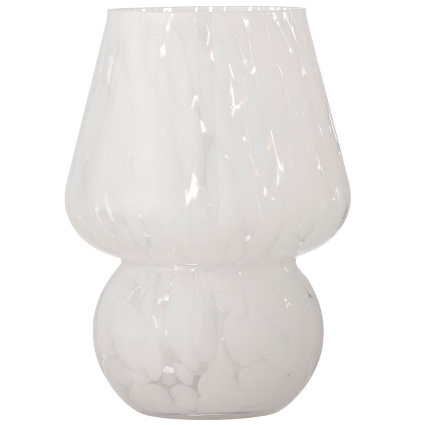 Bílá skleněná váza Bloomingville Halim 18,5 cm