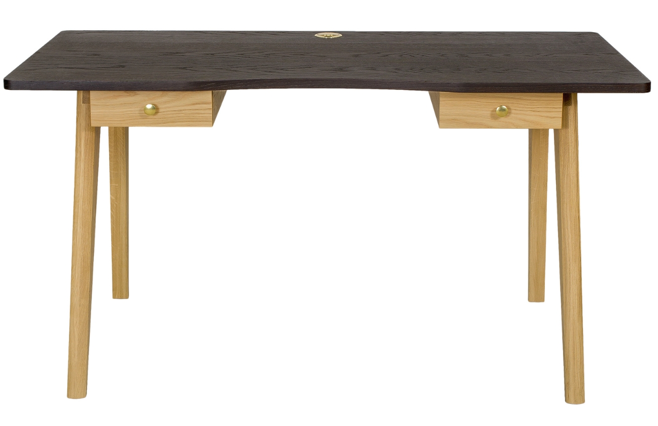 Černý pracovní stůl Woodman Nice s dubovou podnoží 140 x 70 cm