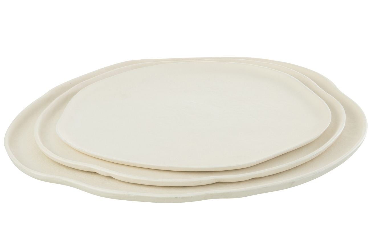 Bílý kovový podnos J-line Tranus 29,5 x 26,5 cm