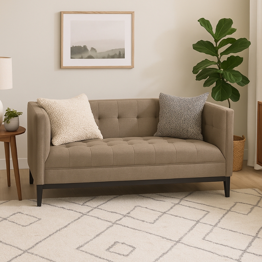 Nordic Design Béžová čalouněná dvoumístná rozkládací pohovka Tomm 159 cm