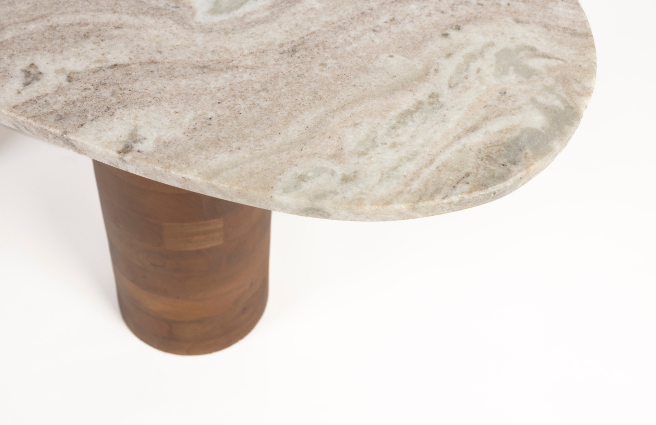 White Label Béžový mramorový konferenční stolek WLL KOUK 100 x 40 cm