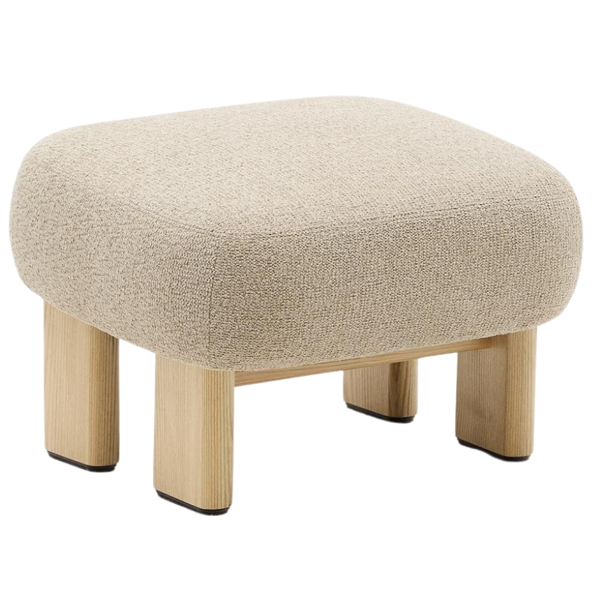 Béžová čalouněná podnožka Kave Home Cabana 66,5 x 56,5 cm