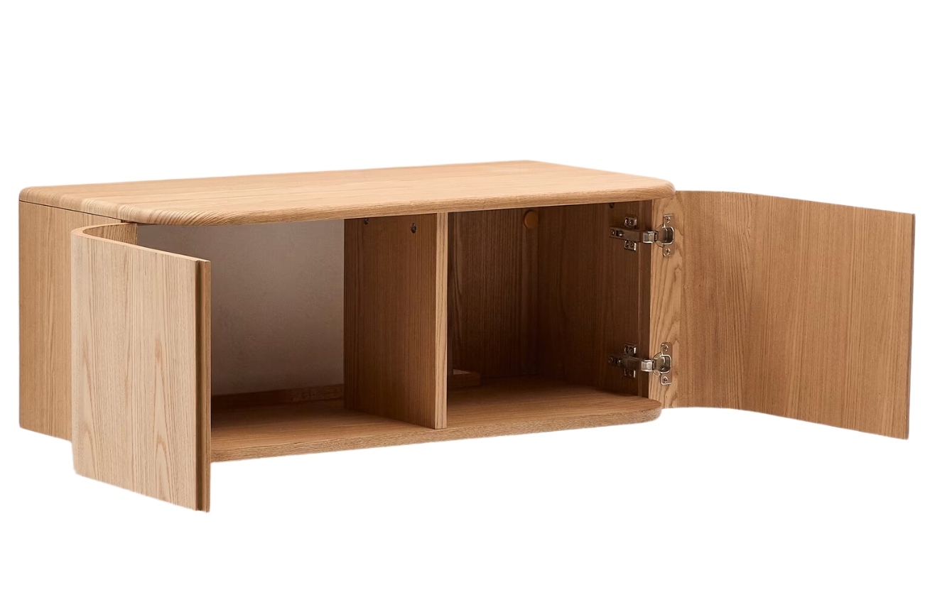 Umyvadlová skříňka Kave Home Salaya 90 x 45 cm s dřevěným dekorem