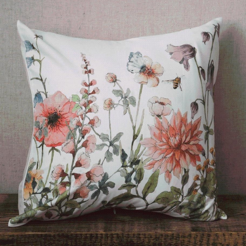 Moi Mili Barevný bavlněný polštář Wildflowers 40 x 40 cm