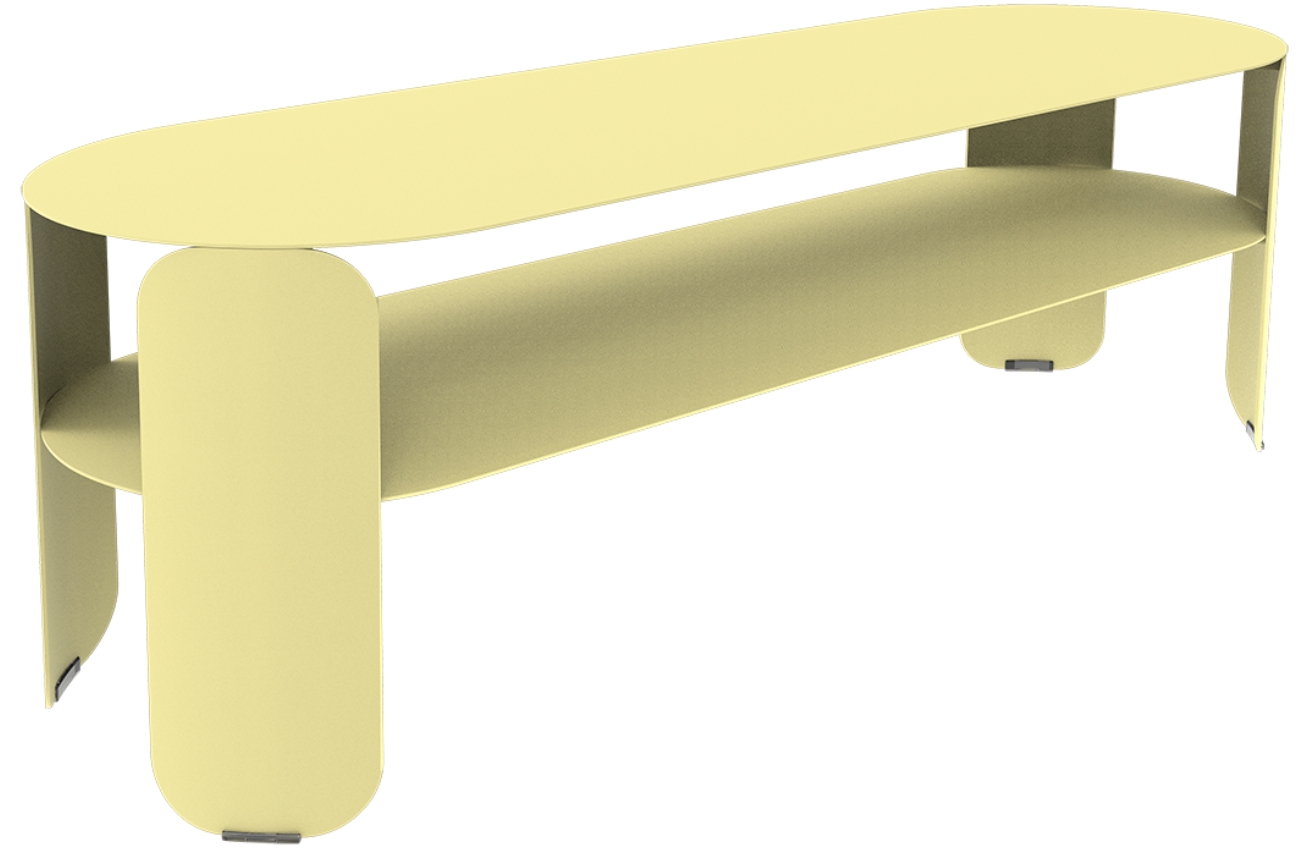 Citronově žlut&yacute; kovov&yacute; zahradn&iacute; konferenčn&iacute; stolek Fermob Bebop 120 x 40 cm