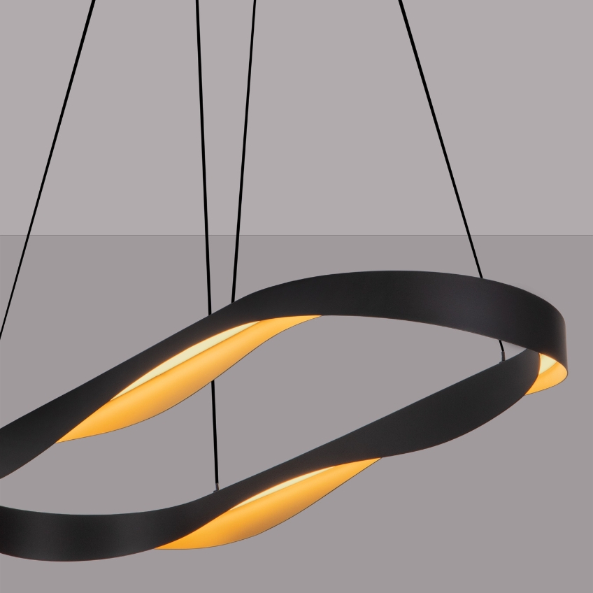 Černo-zlaté kovové závěsné LED světlo Nova Luce Radon 100 cm