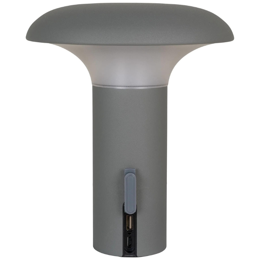 Nordic Living Šedá plastová dobíjecí zahradní LED lampa Ramsey