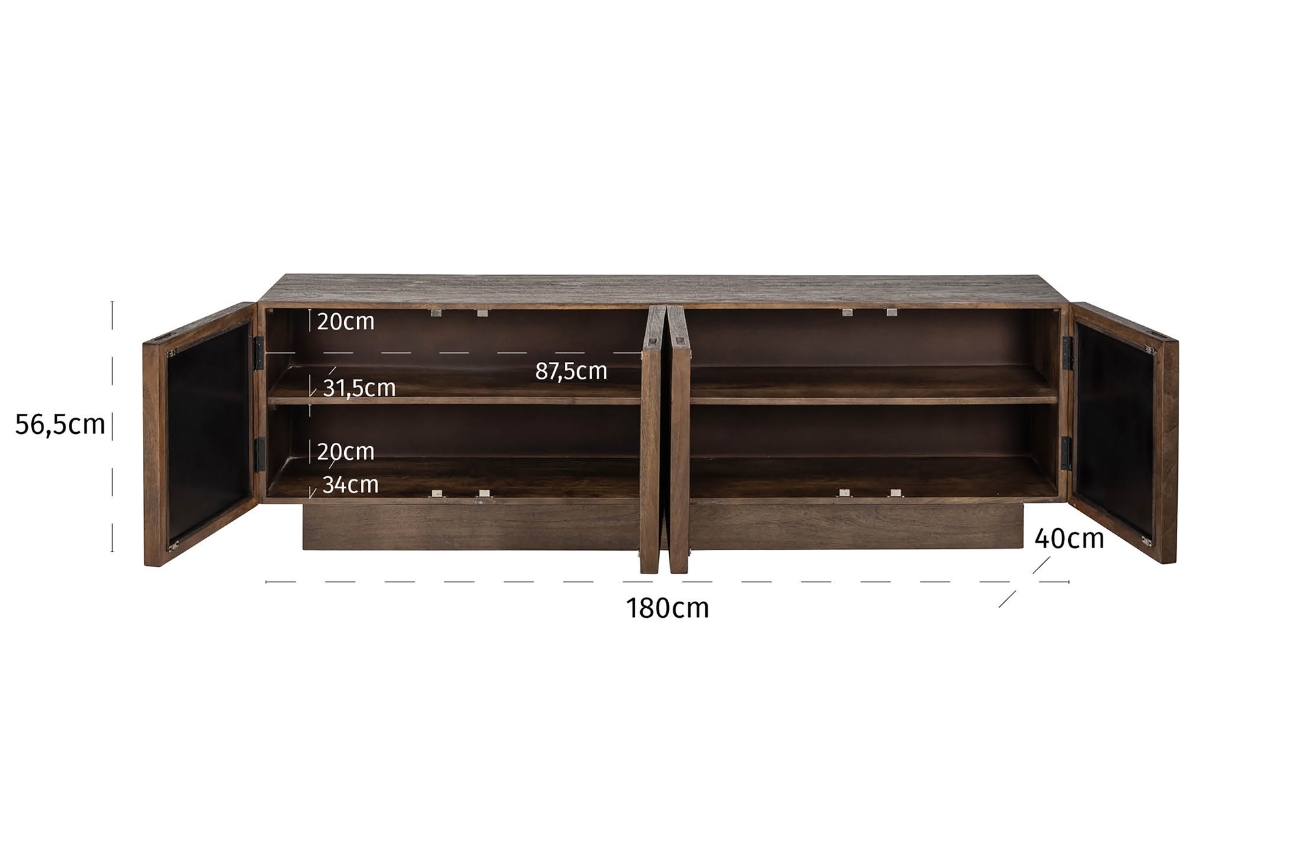 Hnědý dřevěný TV stolek Richmond Bryant 180 x 40 cm