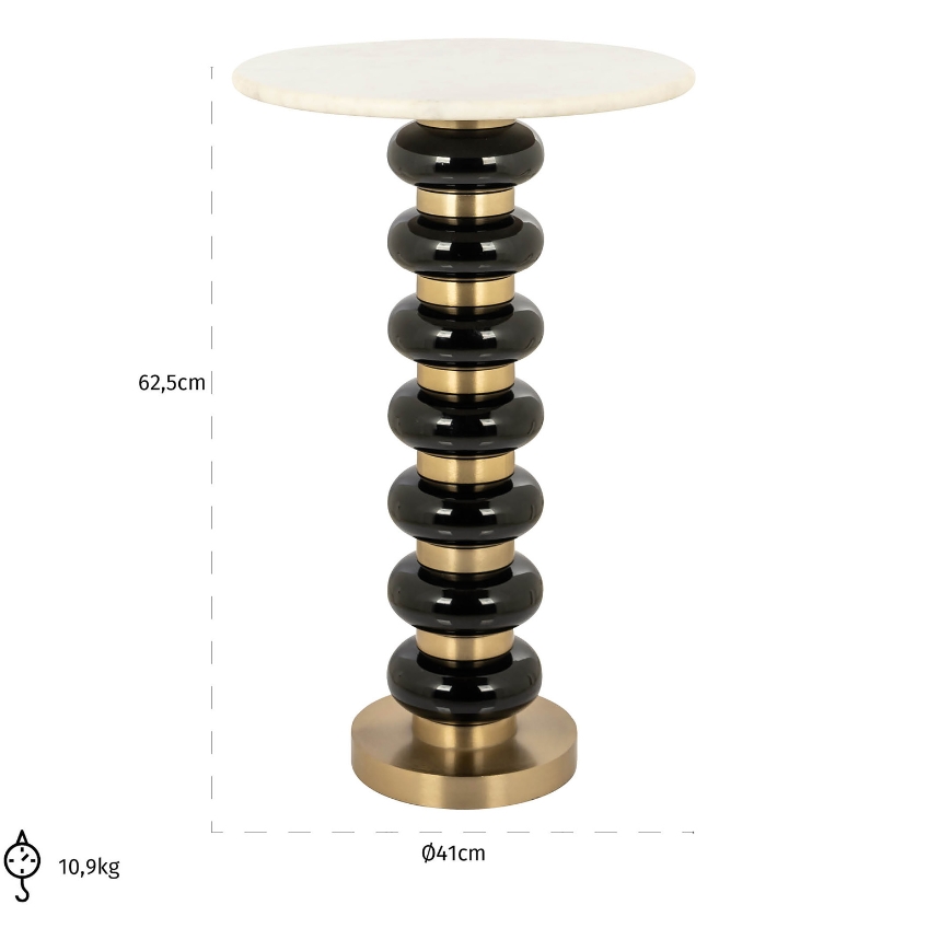 Černo-bílý mramorový odkládací stolek Richmond Barbara 41 cm
