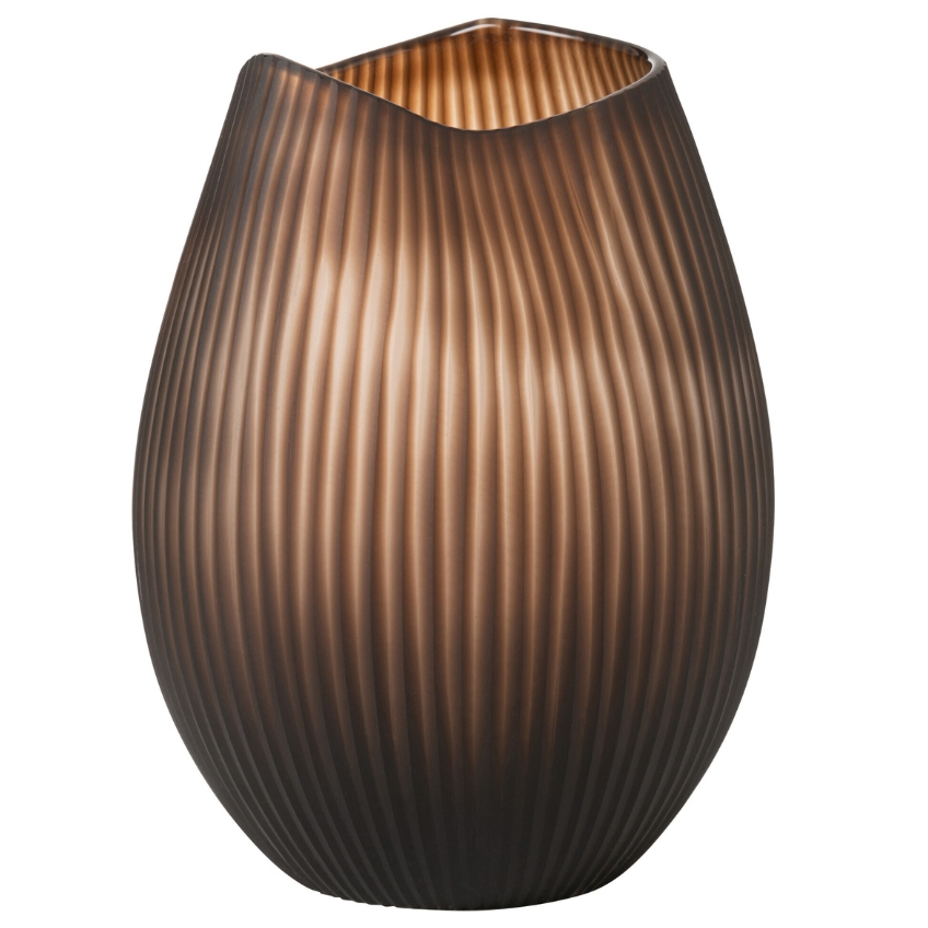 Hnědá skleněná váza J-line Stepy 31,5 cm