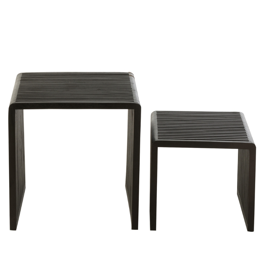 Set dvou černých dřevěných konferenčních stolků J-line Yella 50 x 45/40 x 40 cm