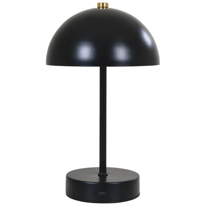 Nordic Living Černá kovová nabíjecí stolní LED lampa Halle
