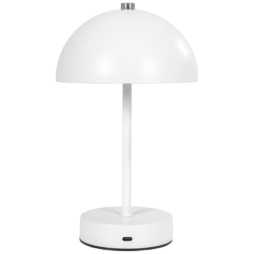 Nordic Living Bílá kovová stolní LED lampa Halle