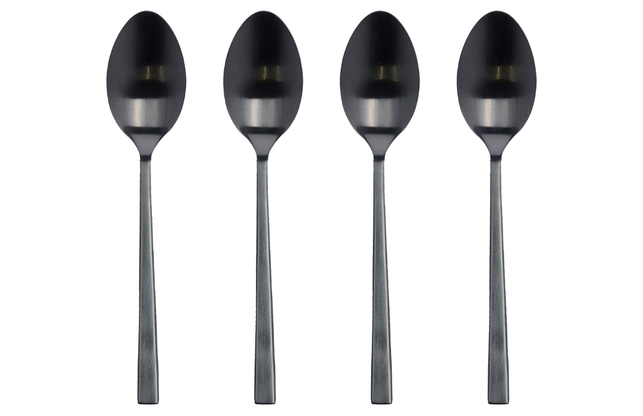 BITZ Sada černých kovových lžiček Latto 14 cm, 4 ks