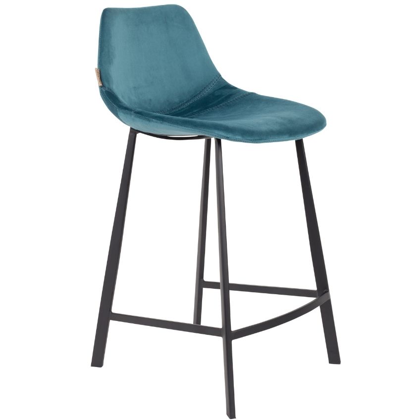 Petrolejov&aacute; sametov&aacute; barov&aacute; židle DUTCHBONE Franky 65 cm