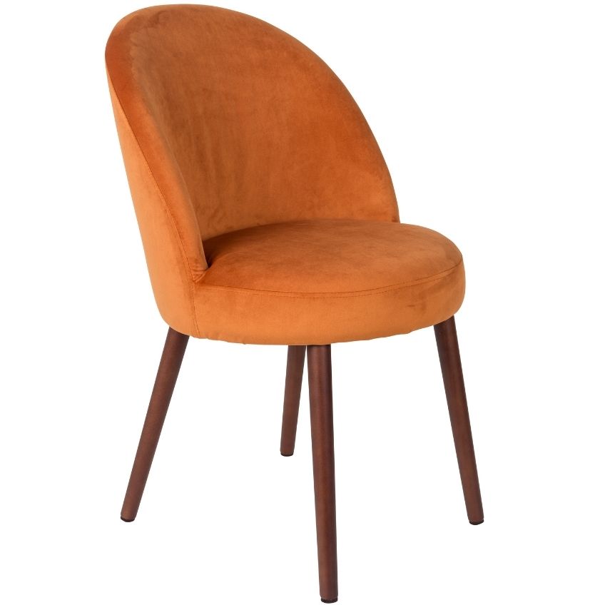 Oranžov&aacute; sametov&aacute; j&iacute;deln&iacute; židle DUTCHBONE Barbara