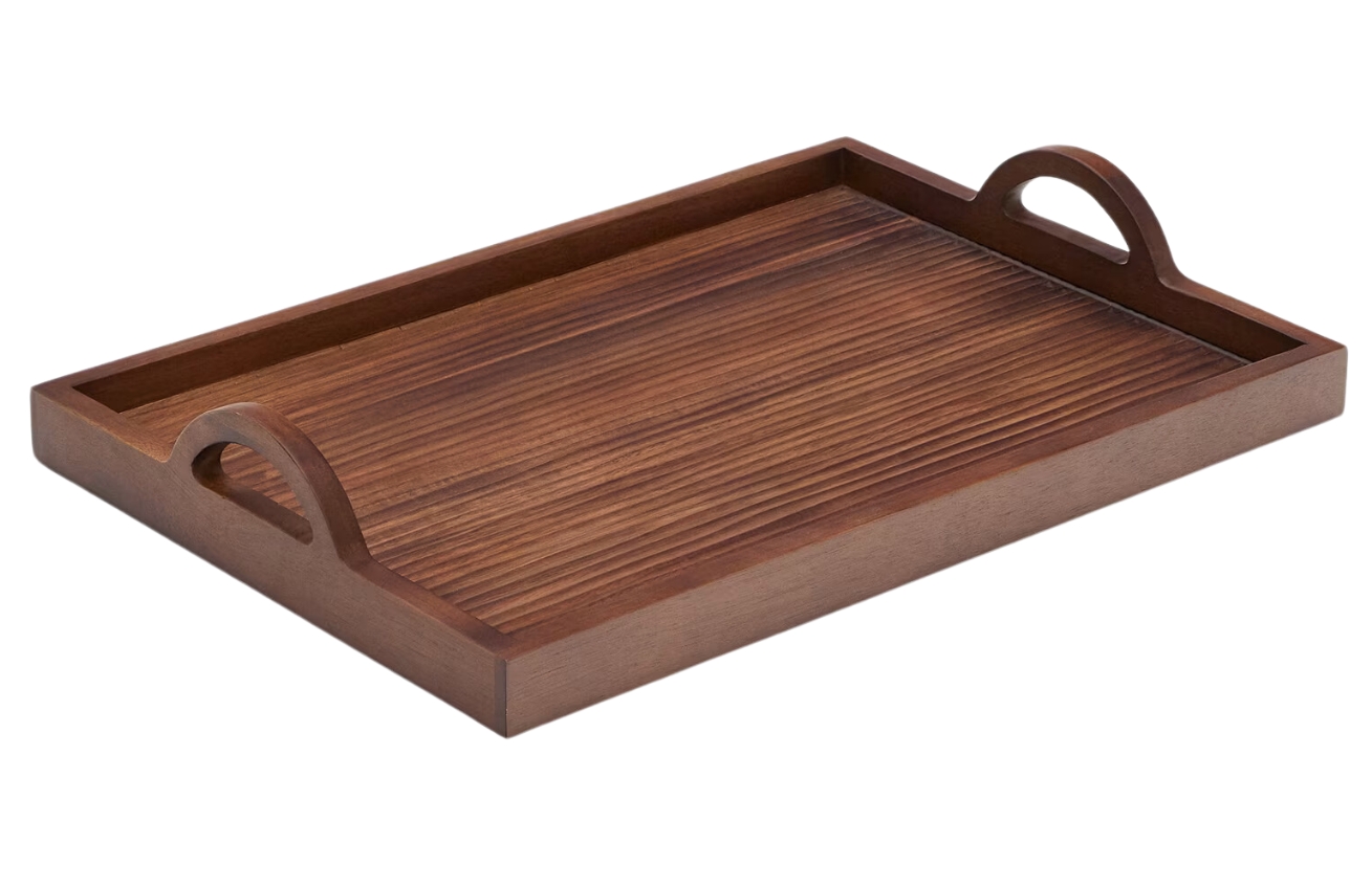 Hnědý dřevěný podnos Kave Home Rommu 50,8 x 35,6 cm