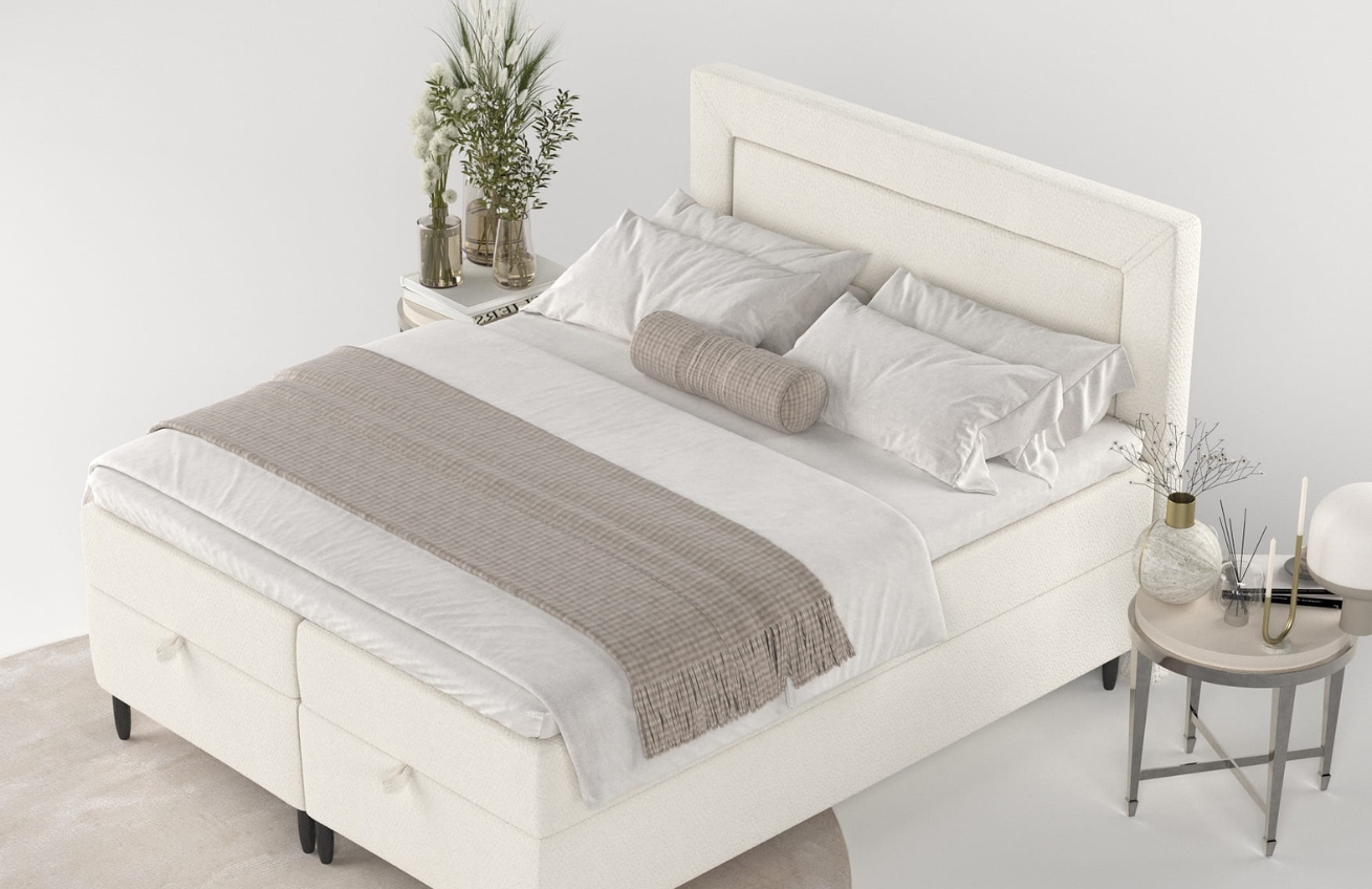 Maison de Rêve Bílá čalouněná postel NEA 140 x 200 cm, boxspring
