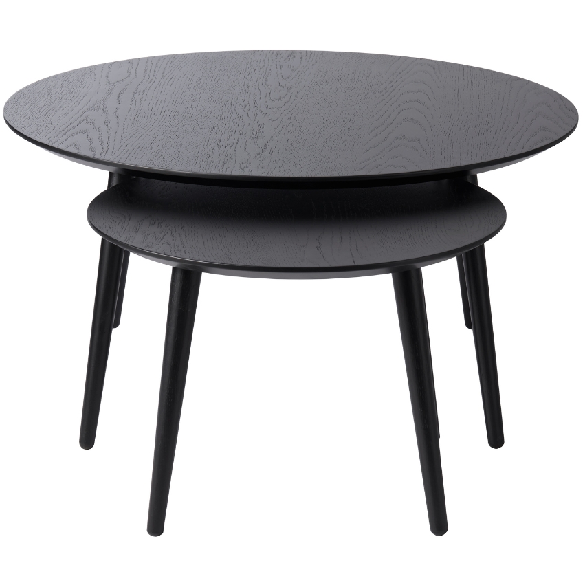 Set dvou černých dubových konferenčních stolků Unique Furniture Adda 58/88 cm