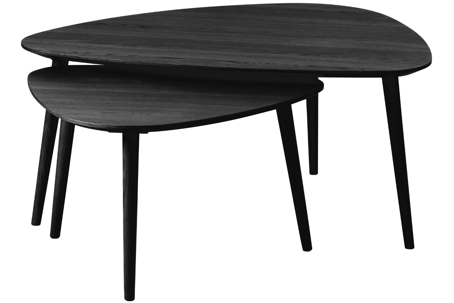Unique Furniture Set dvou černých dubových konferenčních stolků Adda 70 x 100/52,5 x 70 cm