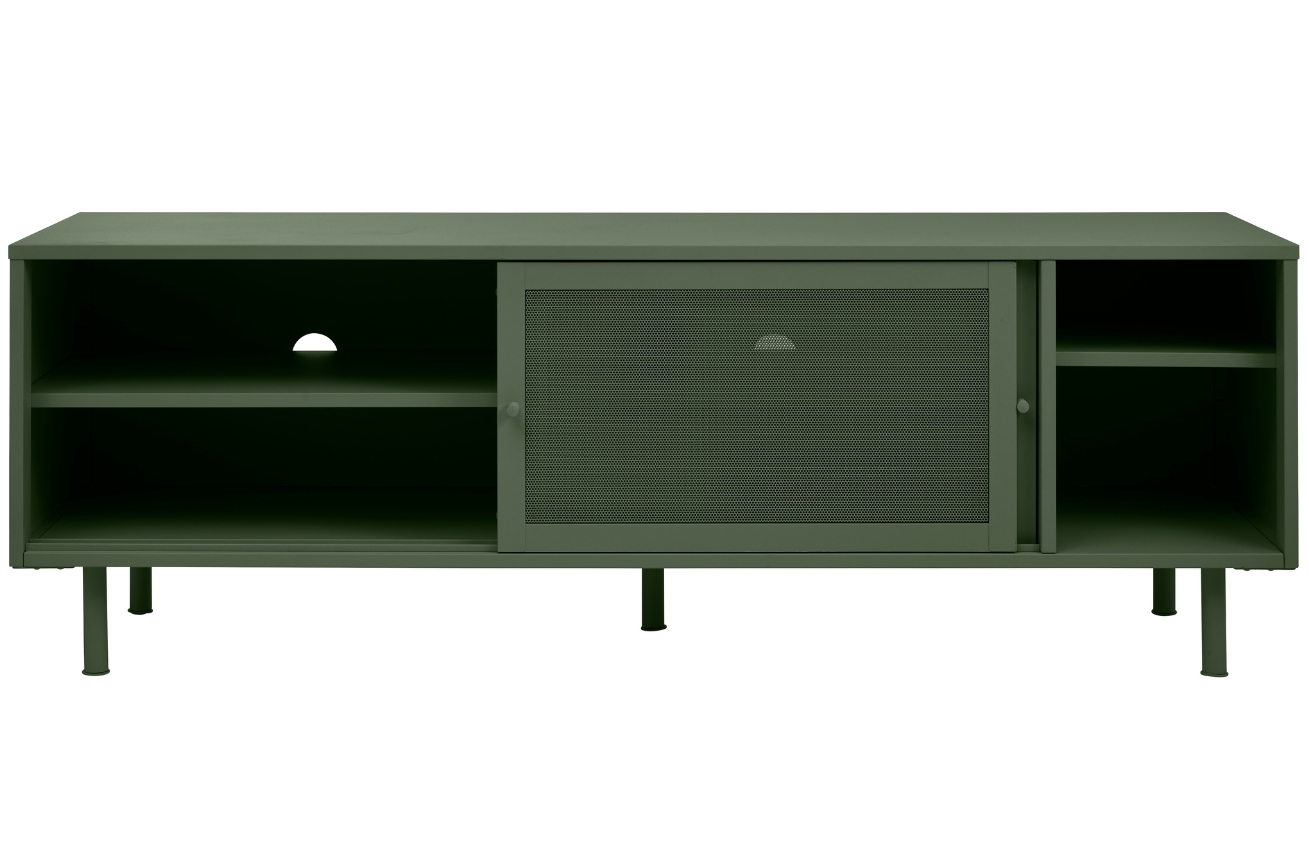 Olivově zelený kovový TV stolek Unique Furniture Veep 160 x 45 cm