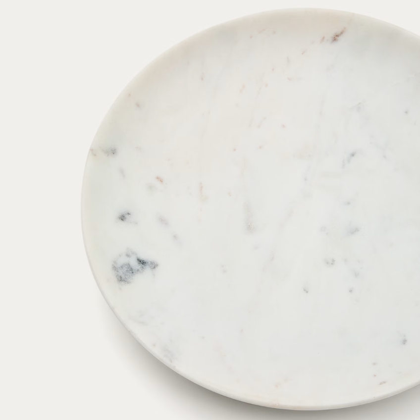 Bílý mramorový servírovací talíř Kave Home Ecin 20 cm