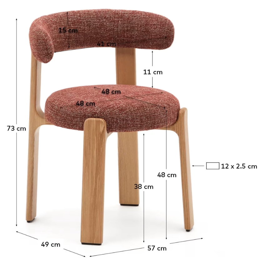 Terakotově červená dřevěná jídelní židle Kave Home Granite