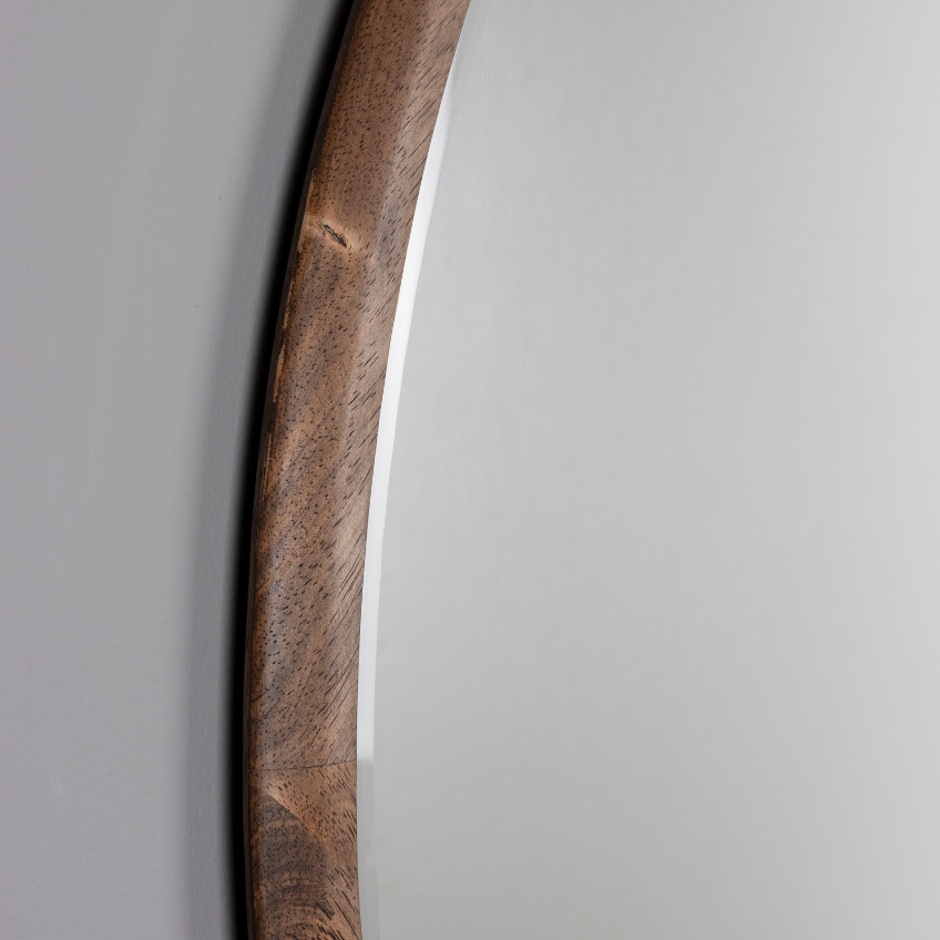 Hnědé dřevěné závěsné zrcadlo DUTCHBONE GALE 80 cm
