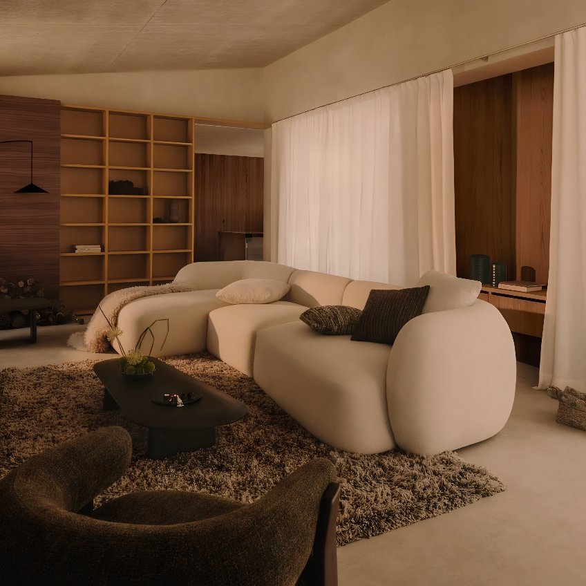 B&eacute;žov&aacute; modul&aacute;rn&iacute; rohov&aacute; pohovka Kave Home Martina 377 cm, lev&aacute;