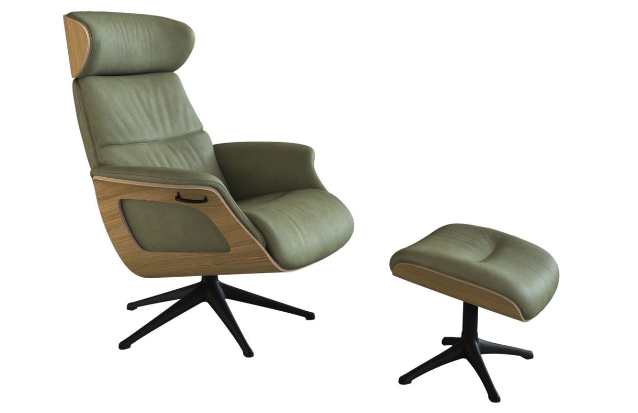 Zelené kožené lounge křeslo FLEXLUX CLEMENT MEDIUM IV.