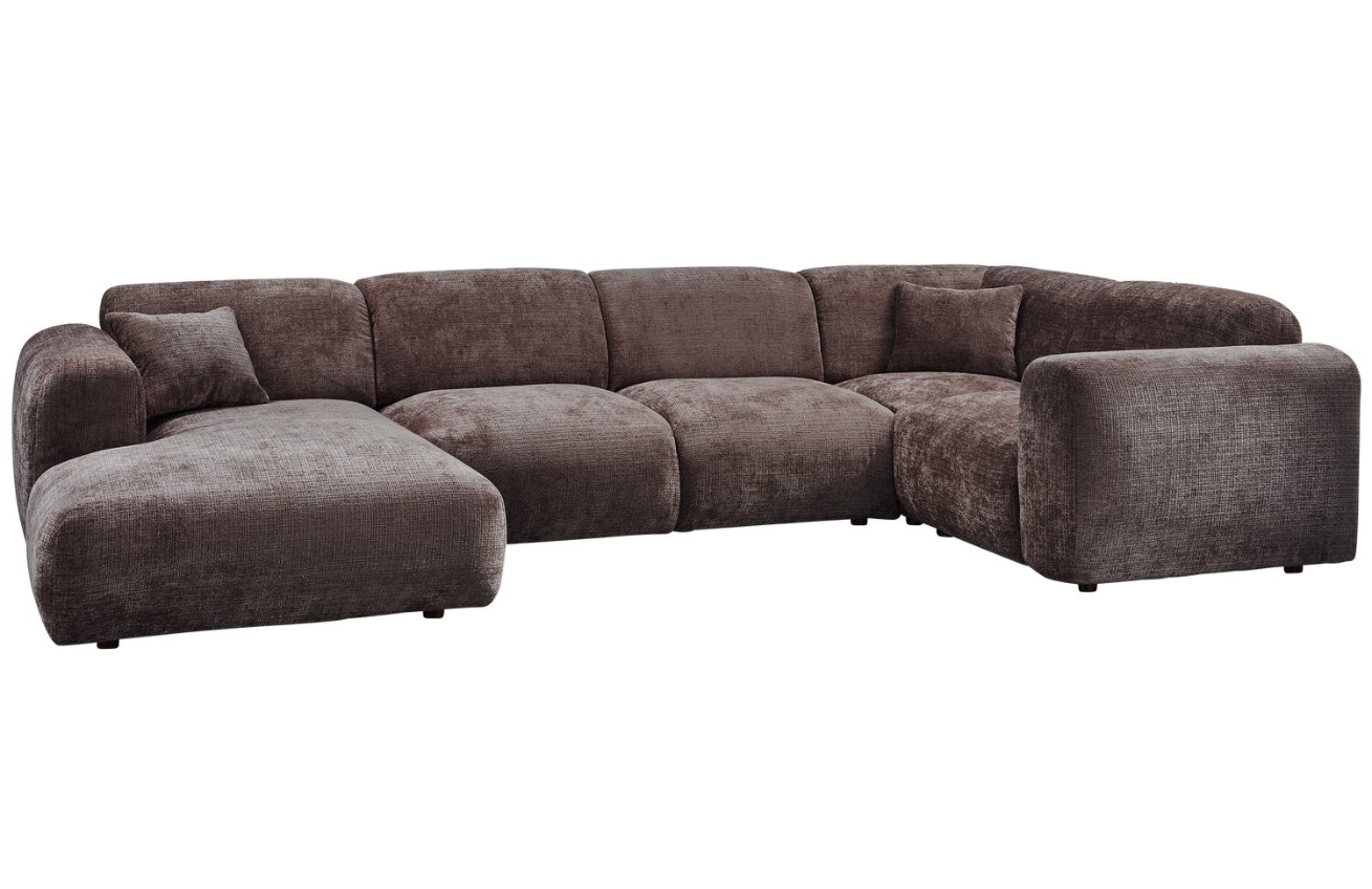 WOOOD Tmavě hnědá čalouněná rohová pohovka do "U" Zephyr 345 cm, pravá