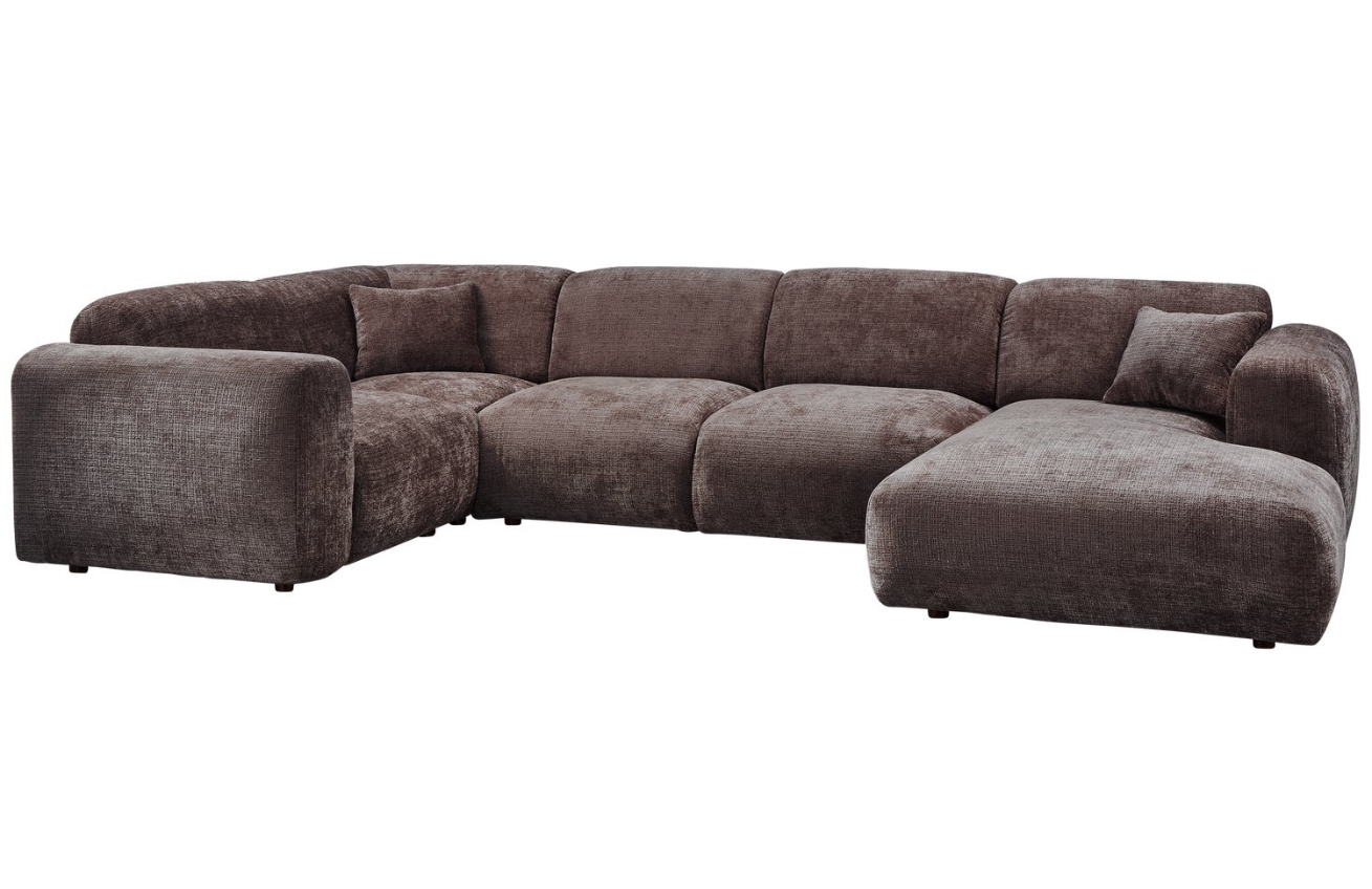 WOOOD Tmavě hnědá čalouněná rohová pohovka do "U" Zephyr 345 cm, levá