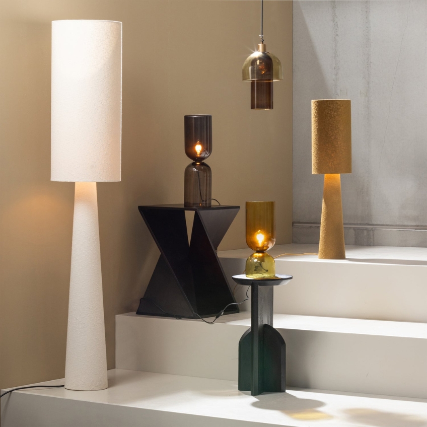 WOOOD Béžová kovová stojací lampa Lofa 187 cm