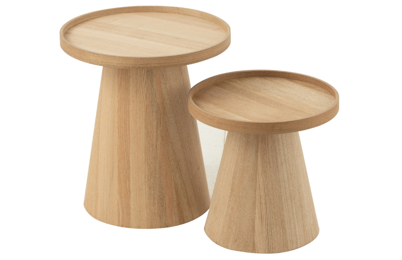 Set dvou dřevěných odkládacích stolků J-line Munk 45/38,5 cm