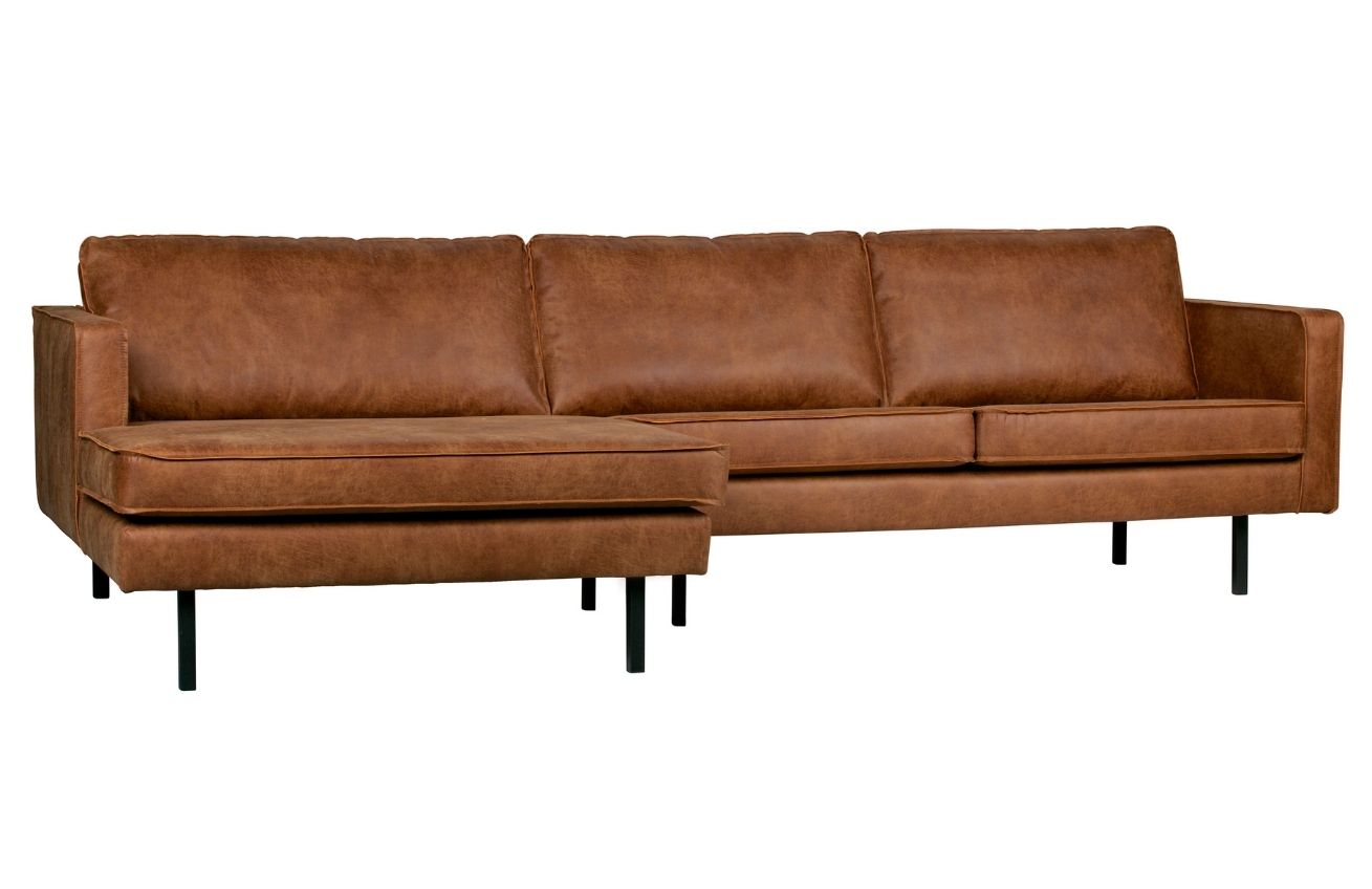 WOOOD Koňakově hnědá koženková rohová pohovka Raden 300 cm, levá