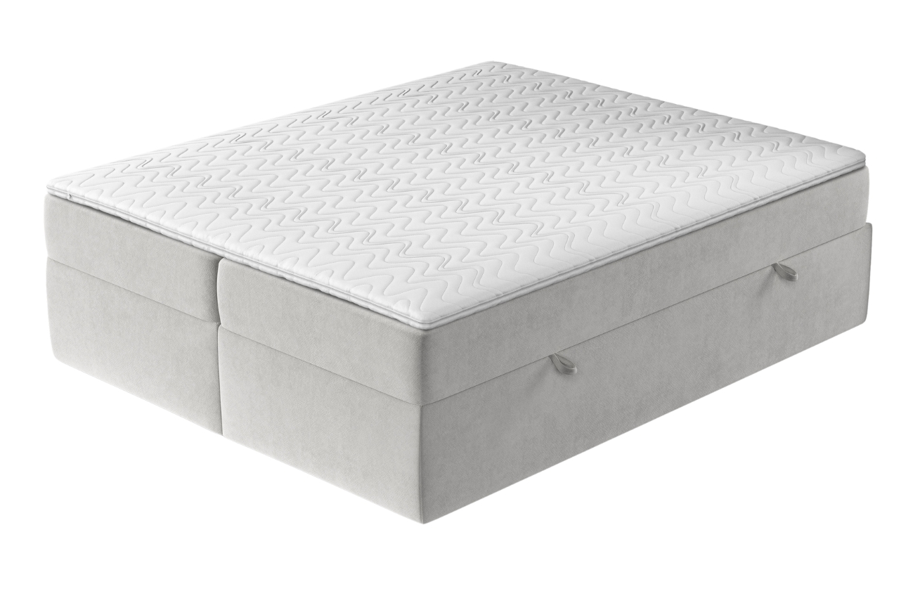 Maison de Rêve Světle béžová sametová postel boxspring ASH 200 x 200 cm