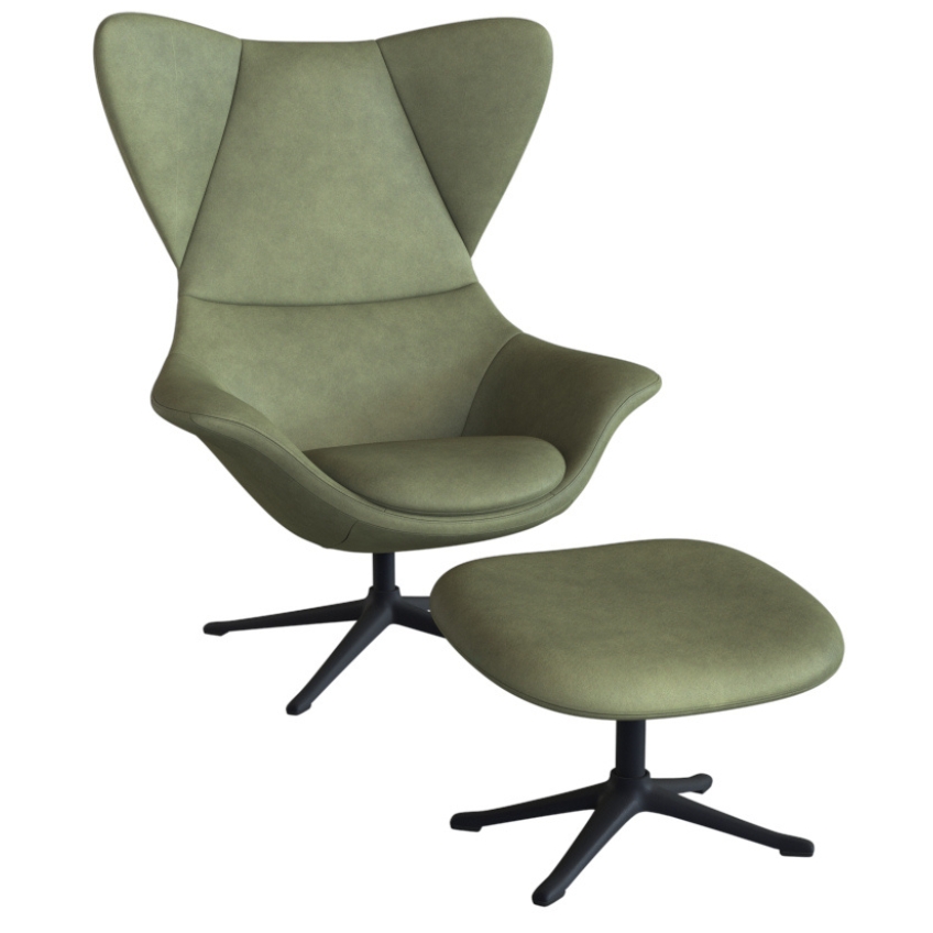 Zelené kožené lounge křeslo FLEXLUX STILO