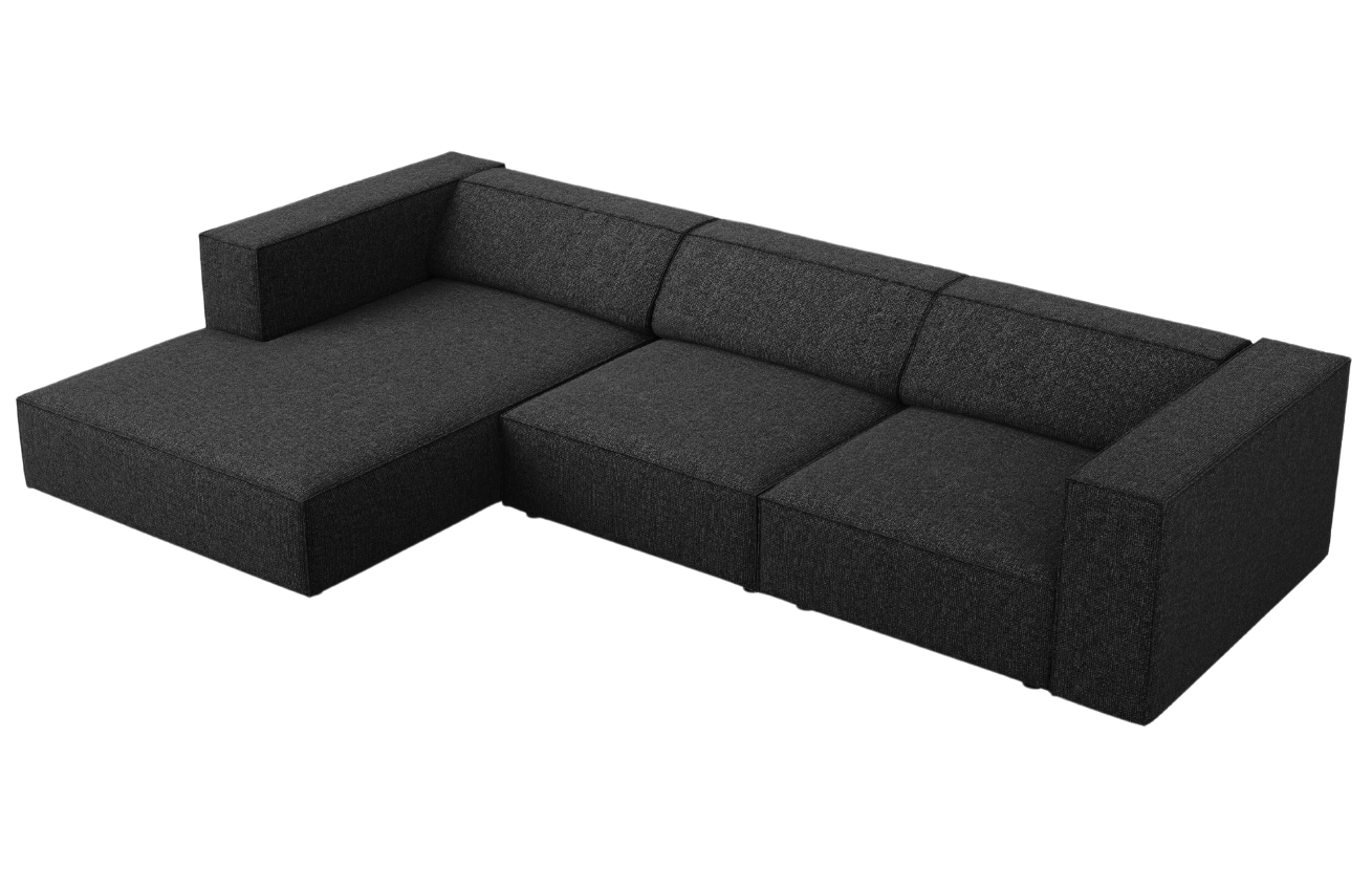 Černá čalouněná rohová pohovka Cosmopolitan Design Arendal 284 cm, levá