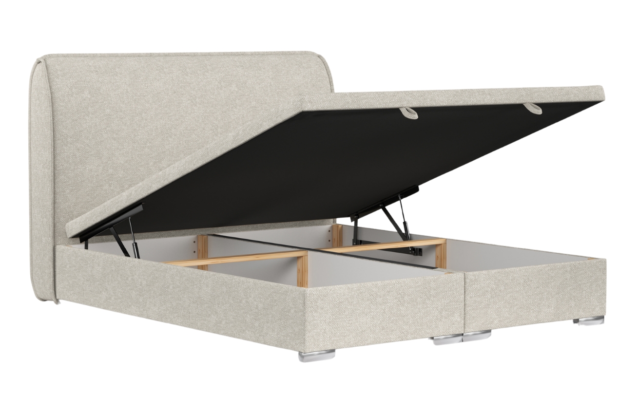 Maison de Rêve Šedobéžová čalouněná dvoulůžková postel NOHO 200 x 200 cm s úložným prostorem