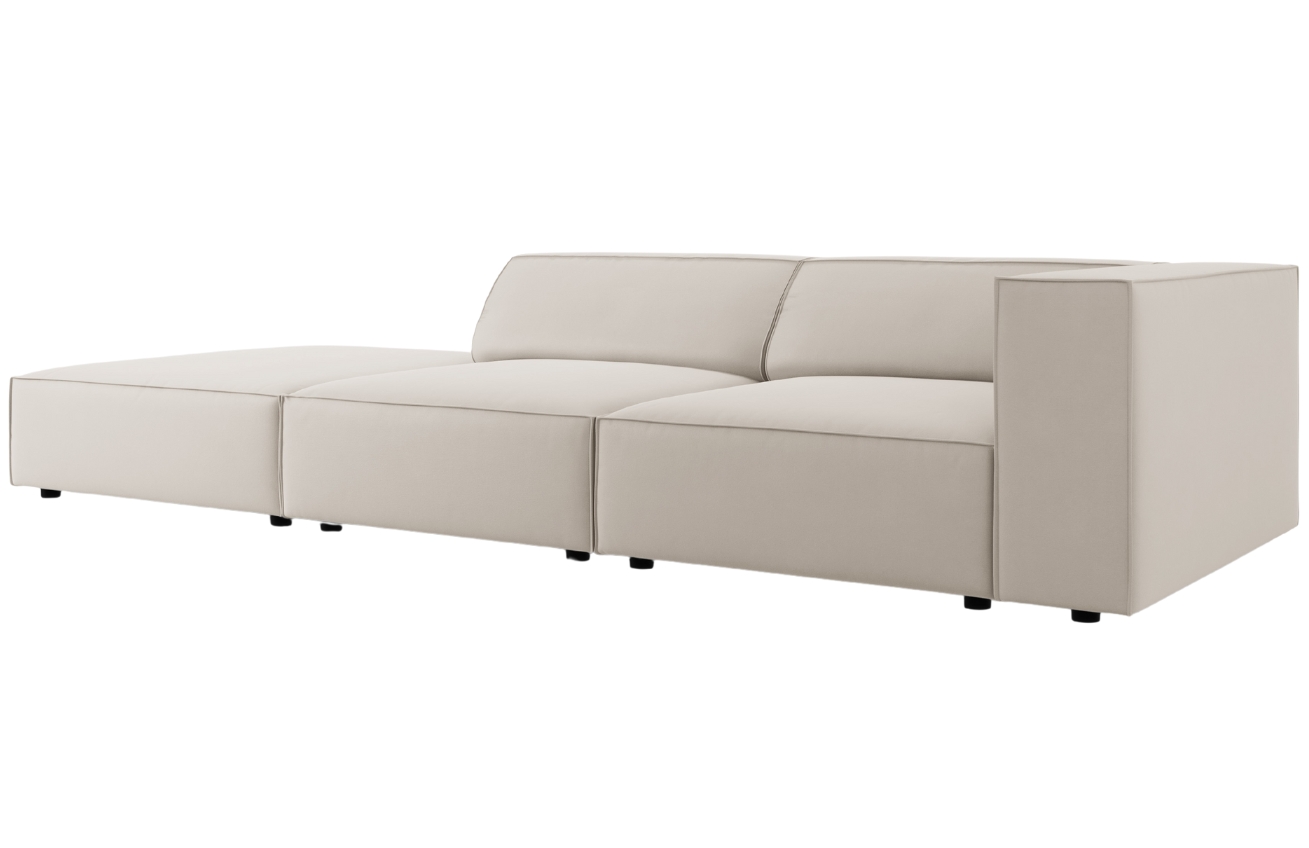 Světle béžová sametová čtyřmístná pohovka Cosmopolitan Design Arendal 262 cm, levá