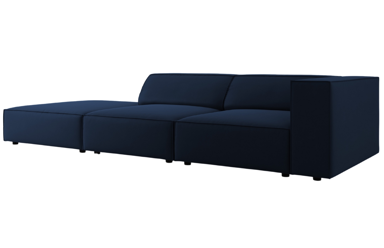 Královsky modrá sametová čtyřmístná pohovka Cosmopolitan Design Arendal 262 cm, levá